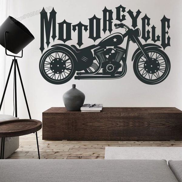 Aufkleber Motorrad Vinyl Wandaufkleber Fahrt mit Stil Motorrad Wandtattoo Retro Autocycle Aufkleber Jungen Schlafzimmer Dekoration Wandbild C758