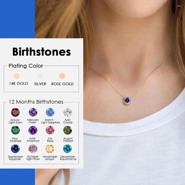 Pingente colares corrente de aço inoxidável colar feminino designer luxo jóias cor ouro noiva declaração 12 birthstone setembro gargantilha