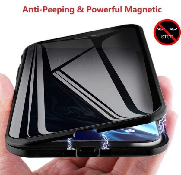 Per iPhone Xr Custodia Protezione privacy Antipeep Custodia magnetica in vetro temperato a doppia faccia per iPhone 11 65 Pro Max Xr XS4640435