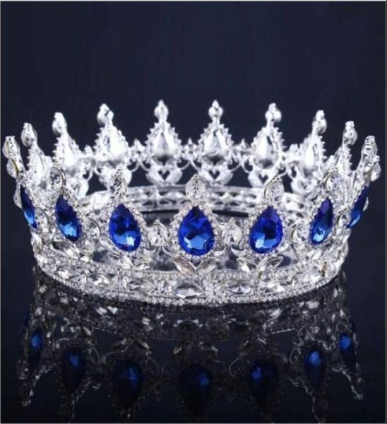 2020 Princess Crystals Coroa de casamento liga a noiva Tiara Barroca Rainha Rei Coroa Clear Royal azul vermelho Bridal Tiara Crow4676571