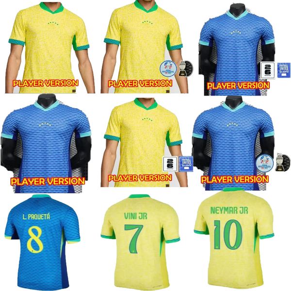 BRASILIEN Fußballtrikot Top thailändische Qualität 24/25 L.PAQUETA NEYMAR Spielerversion RICHARLISON Fußballtrikot G.JESUS T.SILVA BRUNO G. PELE CASEMIRO Herren-Sets Trikot