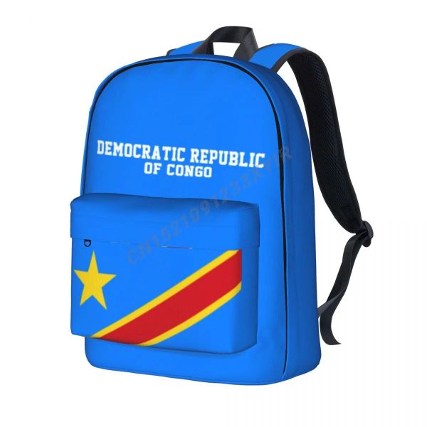 Sırt Çantası Unisex Sırt Çantası Demokratik Kongo Bayrağı Dikiş Okul Çantası Messenger Çanta Kılıfı Dizüstü Bilgisayar Seyahat Çantası Mochila Hediye