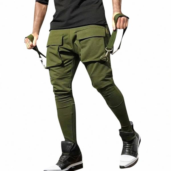 uomo Harem Y2k tattico militare pantaloni cargo tuta pantaloni cerniera grande tasca tinta unita tuta sportiva pant regalo calzino a6t4 #