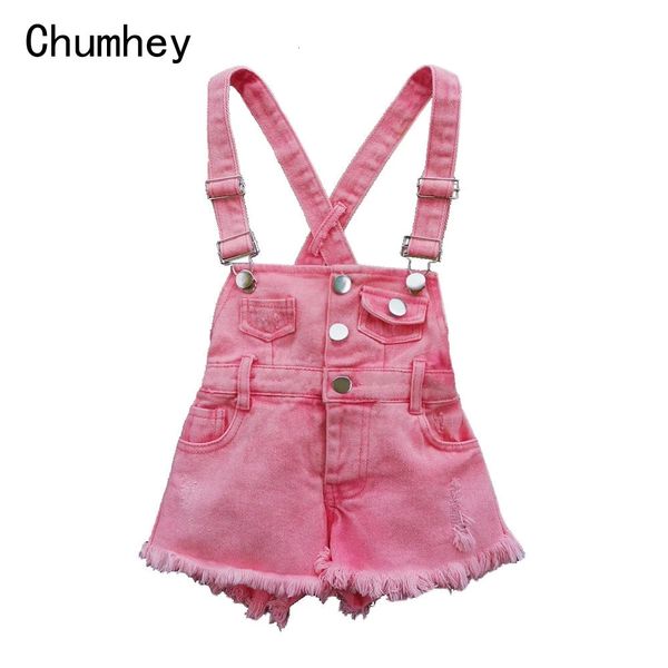 Chumhey 210T Salopette per bambini Estate Ragazze Bretelle Pantaloncini di jeans Jeans rosa Vestiti per bambini Kawaii Bebe Tuta Abbigliamento per bambini 240307