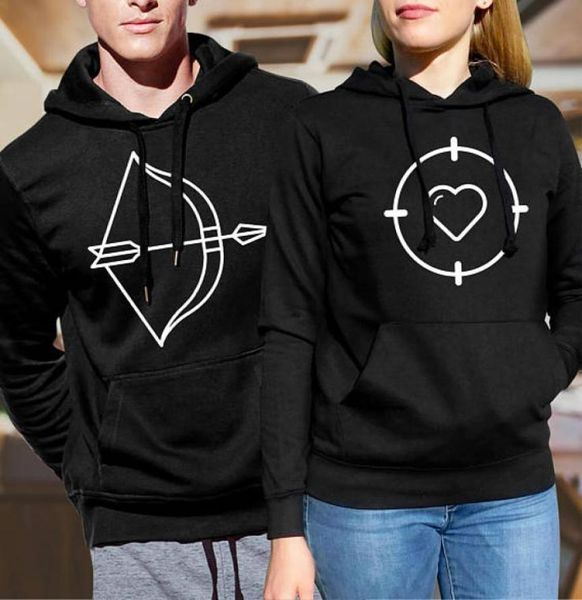 Parcher Hoodies sein und ihr Pullover Liebe Pfeil Paar passende Sweatshirt -Modekleidung Grafik Arrow Heart Jumper Geschenk Top2192486