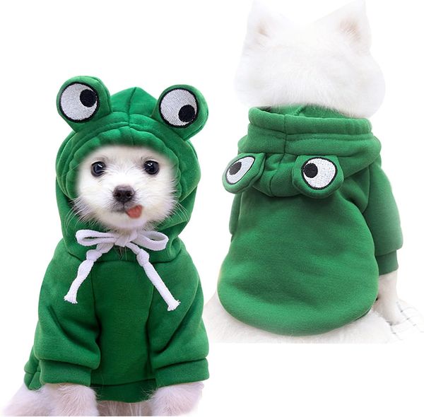 Beinwfyiy Dog Hoodie Magione di base per maglione carino - forma rana giacca calda cera fredda abito da abbigliamento da abbigliamento per gatti cuccioli piccoli cani medium