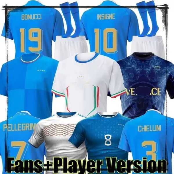 22/23 Italia camisas de futebol ITALYS BERNARDESCHI CHIELLINI BONUCCI BELOTTI INSIGNE camisa de futebol 2022 2023 conceito fãs versão do jogador Kits meias Conjuntos completos JJ 3.26