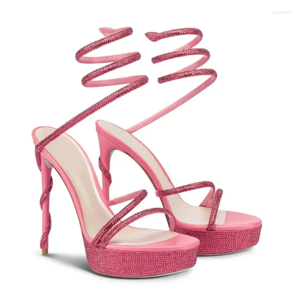 Модельные туфли, босоножки на шпильке в форме змеи с запахом на платформе, женские летние туфли-лодочки на высоком каблуке с открытым носком, роскошные свадебные туфли-лодочки для невесты, лето 2024
