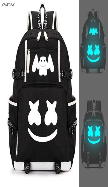 Marshmello USB Laptop Mackpacks American Mystany DJ School School School para adolescentes Homens Meninas Meninas Bolsas de Livro 3211237