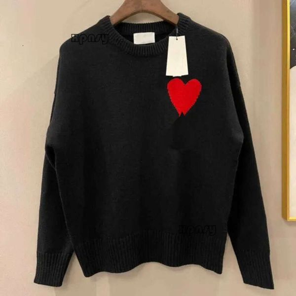 Amis Sweater Moda Paris Mens Mulheres Designer Camisas De Malha High Street Impresso Um Padrão De Coração Em Torno Do Pescoço Jumper Aponta Camisetas 236