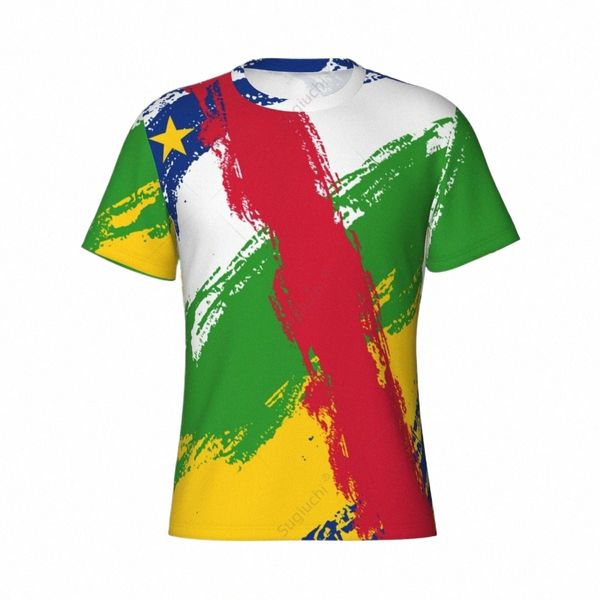 Nome personalizado Número Bandeira da República Centro-Africana Cor Homens Apertados Esportes T-shirt Mulheres Camisetas Para Fãs de Futebol V4B5 #