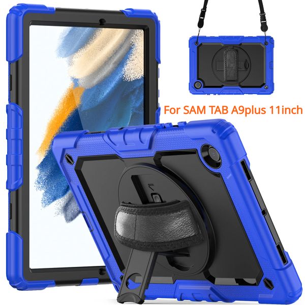 Custodia per tablet con cavalletto girevole a 360° per Samsung Galaxy Tab A9 Plus 11 pollici A9+ 2023 SM-X210/X216/X218 Custodia protettiva in silicone resistente e antiurto resistente