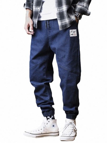 Plus Size Jeans Homens Soltos Corredores Streetwear Harem Jeans Cargo Calças Ankle-Length Denim Calças y9EI #
