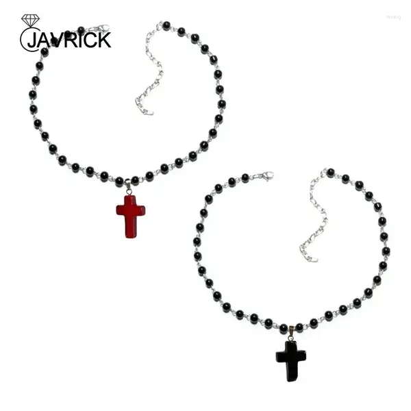 Kolye Kolyeleri Gotik Haç Kolyesi İnci Boncuk Neckchain Şık Mücevher Hediyesi