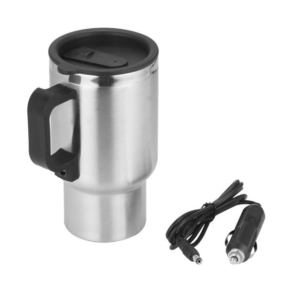 Ferramentas 500ml 12/24v copo de aquecimento elétrico chaleira aço inoxidável garrafa aquecedor de água para chá café beber viagem carro caminhão chaleira vip