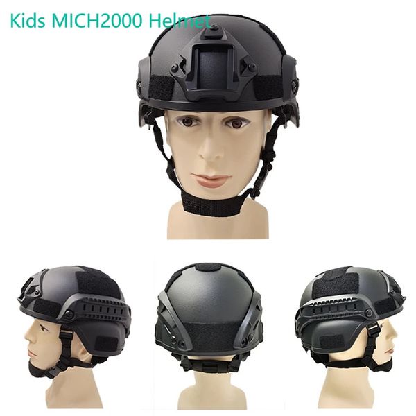 Casco MICH2000 per bambini Leggero per bambini CS Gioco di guerra Caschi protettivi Sport all'aria aperta Sicurezza da combattimento Equipaggiamento protettivo tattico 240315