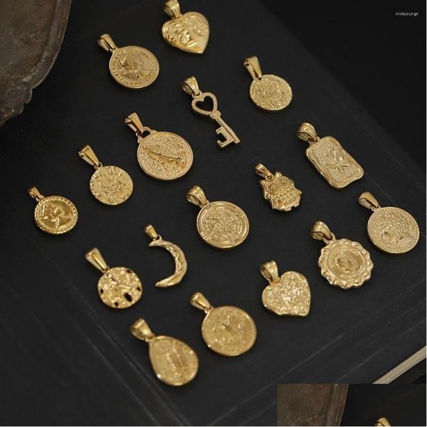 Charms Amet Magical Lucky Simbolo Lucky Moon Key Coin Croce Cross Cioncant Gioielli 18K Gold in acciaio inossidabile inossidabile per le donne Drop Delivery Fin Otya4