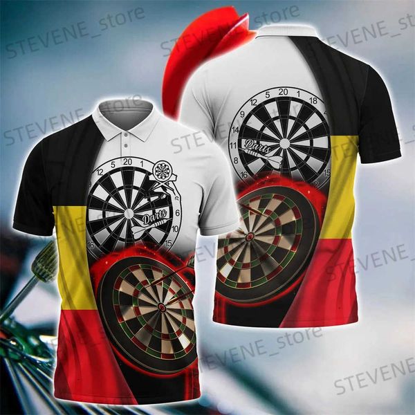 Herren T-Shirts Poloshirts Herren für den Sommer Lustiger Druck Kurz Slve 3D Dart Turntable Lässige Revers Tops Hip Hop Harajuku Übergroßes Poloshirt T240325