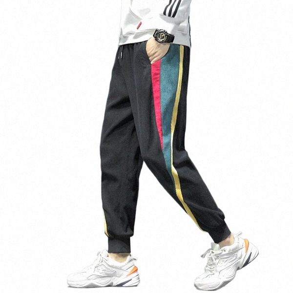 Männer und Frauen Hip Hip Hosen Farbblock Patchwork Corduroy Cargo Harem Hose Streetwear Harajuku Jogger Sweatpant Cott Hosen M7fa #