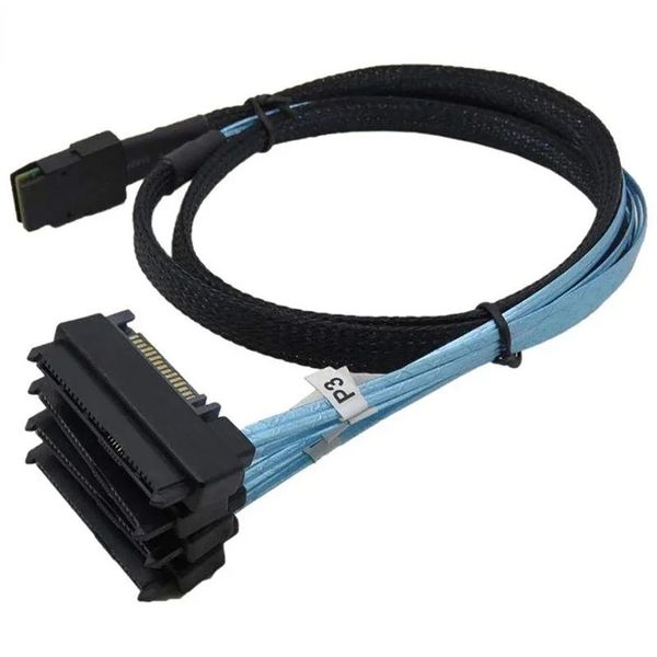 2024 mini cabo sas para sas interno 36 pinos mini sas SFF-8087 host para 4 SFF-8482 alvo disco rígido sas e cabo de alimentação sata 50cm