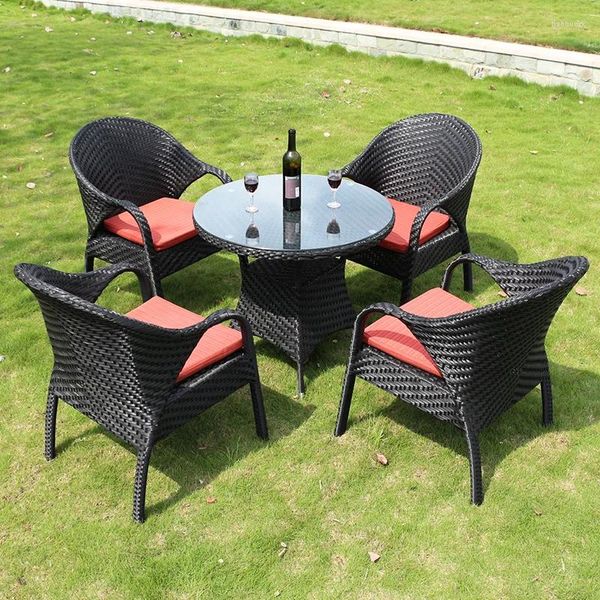 Mobiliário de acampamento Cadeiras de videira Rattan tecido varanda mesa de chá ao ar livre e cadeira combinação jardim quintal