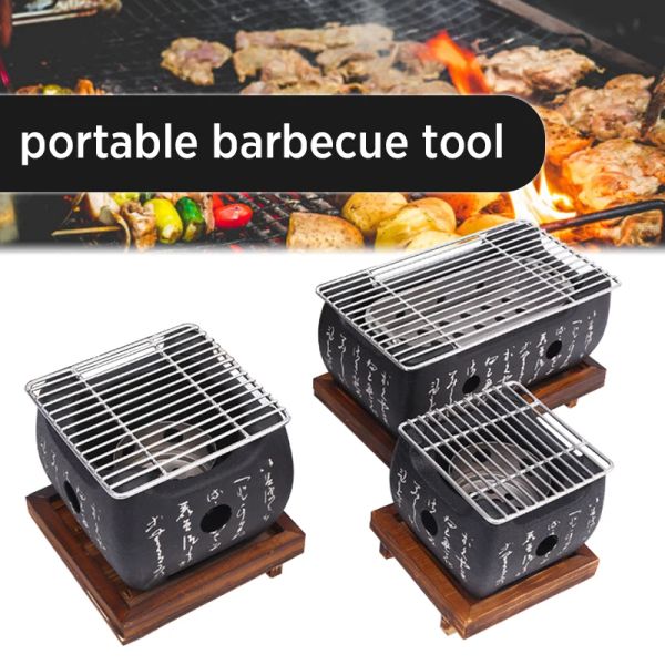 Griglie Barbecue portatile Griglia Coreana Cibo giapponese Forno a carbone Fornello per barbecue Forno a carbone Forno per uso domestico Griglia riutilizzabile per esterni