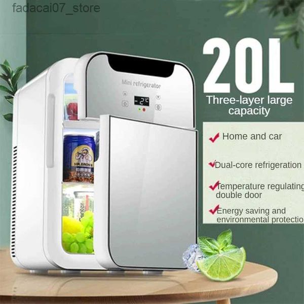 Geladeiras Freezers Homepage Dual Core 20L Refrigerante Mini Resfriamento Aquecimento Display digital para uso automotivo 220V / 12V 75W Q240326