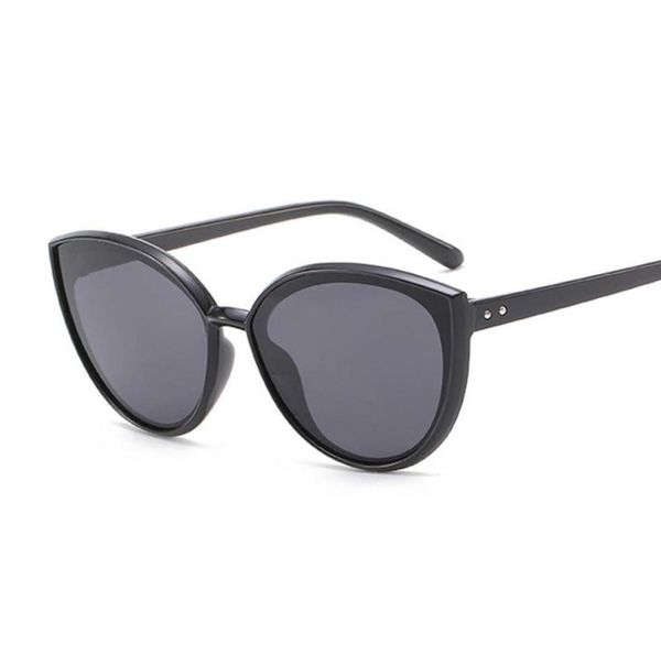 Óculos de sol vintage mulher preta marca designer retro olho de gato óculos de sol feminino clássico espelho gradiente claro lens3198911