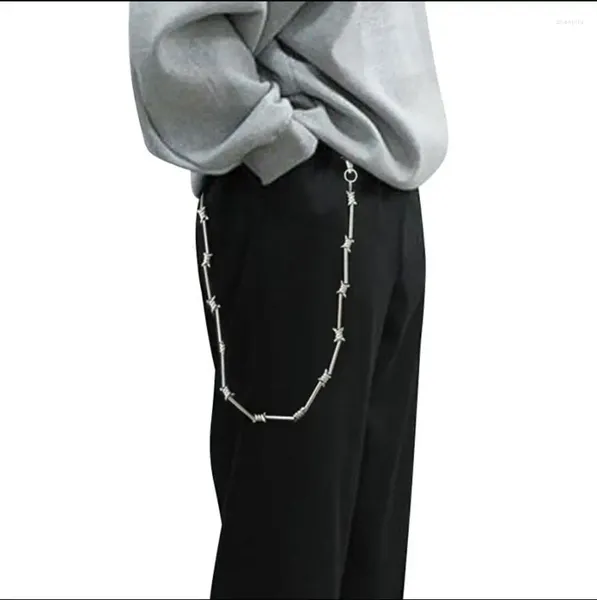 Chaveiros punk homens carteira cinto corrente bola calças de metal para calças jeans moda jóias mulheres chaveiro chaveiros long75cm
