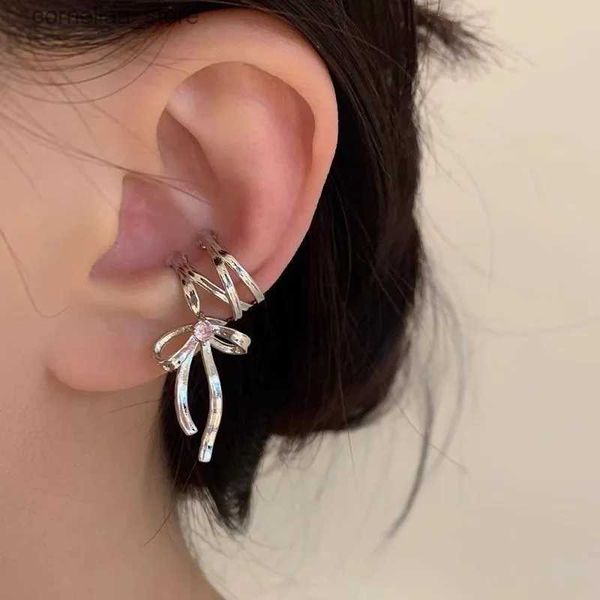 Ear Cuff Ear Cuff 2024 Nuovo nastro Estetica Clip per orecchie Orecchini Ballet Bow Orecchini Cuff polsini Donna Coreana Moda Kpop Orecchini Gioielli Regali Y240326