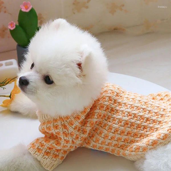 Cão vestuário inverno ano de lã luxo roupas para animais de estimação laranja xadrez camisa com capuz cachorrinho natal suéter quente para chihuahua dachshund