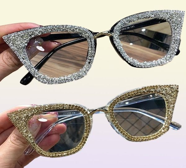 Óculos de olho de gato vintage quadro retro feminino marca designer gafas de sol prata ouro simples óculos gafas 6634665