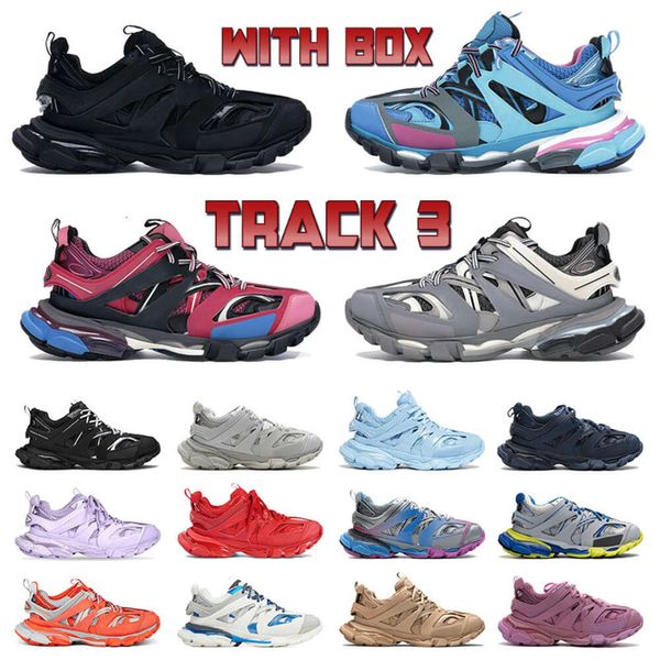 Tasarımcı Ayakkabı Kalitesi Track Top 3 3.0 Erkek Elbise Ayakkabı Lüks Marka Kadın Spor Ayakkabıları Tüm Siyah Beyaz Menekşe Mor Açık Mavi Baba Büyükbabası Kadın Tess.S. Eğitmenler