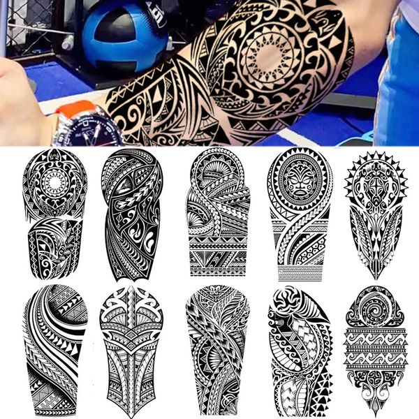 100 pezzi all'ingrosso impermeabile tatuaggi temporanei adesivo uomo bohemien lupo totem scrittura araba corpo braccio arte tatuaggi donne finte 240311