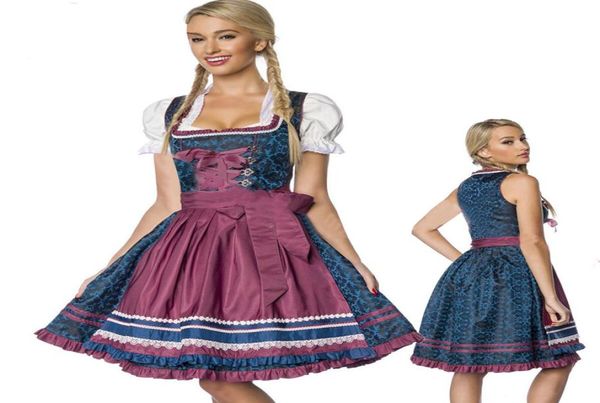 Tema Kostüm Yüksek Kaliteli Geleneksel Bavyera Oktoberfest Bira Kız Hizmetçi Kostüm Dirndl Garson Wench Elbise Kadın Müzik Festivali2340220