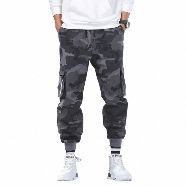 8xl homens outono casual streetwear militar camo calças calças homens outfit inverno hip hop camoue cott bolso calças homens j5bg #