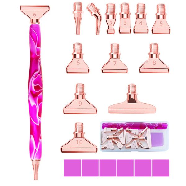 Punto 19 pz/set Penna per pittura diamante in resina Testine di ricambio in lega ecologica Teste multi-placer Penne per trapano a punti Strumento per nail art fai da te