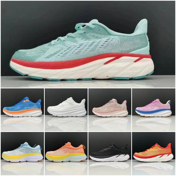 2024 New Fashion Shoes Donna Uomo Clifton 9 Bondi 8 Scarpe da ginnastica da corsa Nero Bianco Rosa Airy Blue Carbon X2 Cloud Free People Mesh Tennis Runners da ginnastica