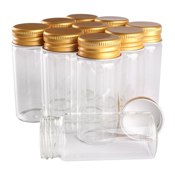 Gläser, 24 Stück, 30 ml, 30 x 70 mm, Glasflaschen mit goldenen Aluminiumdeckeln, Glasgefäße, Glasfläschchen für Hochzeit, Kunsthandwerk, Geschenk