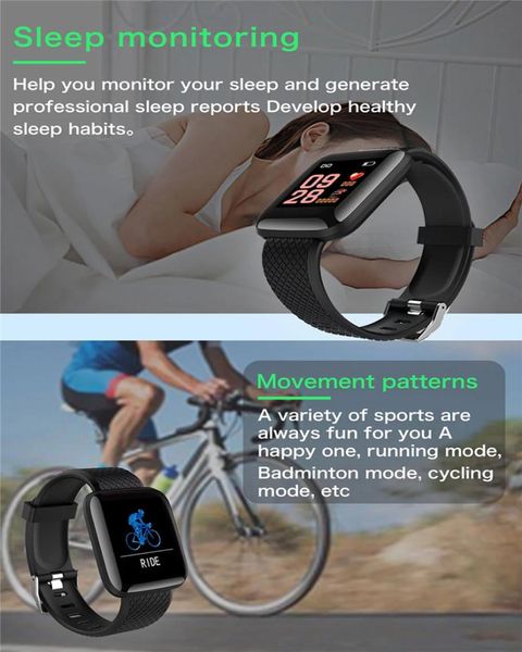 ID do rastreador de fitness 116 Plus Sport Health Pulseira Bluetooth Smart Bracelet Freke Cardy Monitor Smart Bracelet 116Plus Sport Smart 3816138