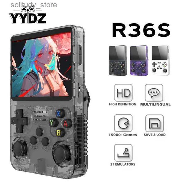 Jogadores de jogos portáteis R36S Retro handheld Video Game Console Linux System de 3,5 polegadas i tela portátil portátil player de vídeo 64GB 15000 jogos Q240327