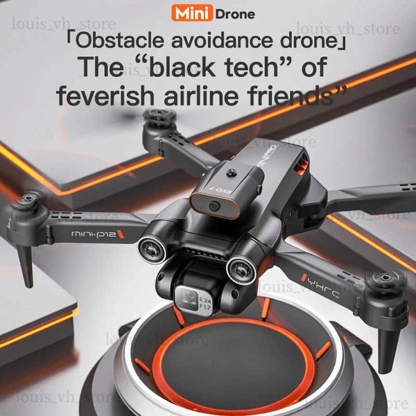 Simülatörler P12 Drone Engel Kaçınma Katlanır 4K HD Drone Optik Akış Quadcopter HD Hava Fotoğrafları RC Helikopter Çocuk Oyuncakları Hediyeler T240325