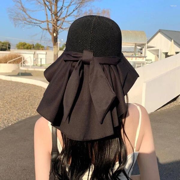 Geniş Memlu Şapkalar Seyahat Güneş UV Koruma Kapakları Fransız Tarzı Açık Kova Kadınları Güneş Koruyucu Bowknot Yaz