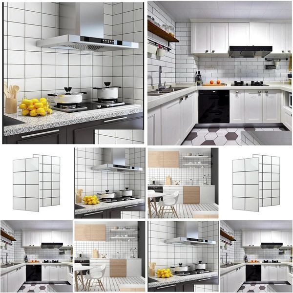 Azulejos Preto e Branco Tijolos Checkered Pão Banheiro Parede Nianjiao Nordic Kitchen Drop Delivery Home Garden Building Supplies Floori Otatj