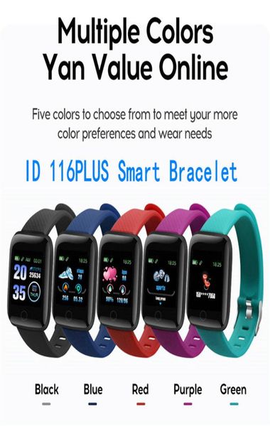 Tela colorida 116Plus Smart Band Pulseira Fitness Tracker Pedômetro Freqüência Cardíaca Pressão Arterial Monitor de Saúde 116 Plus Smart Wris9038559