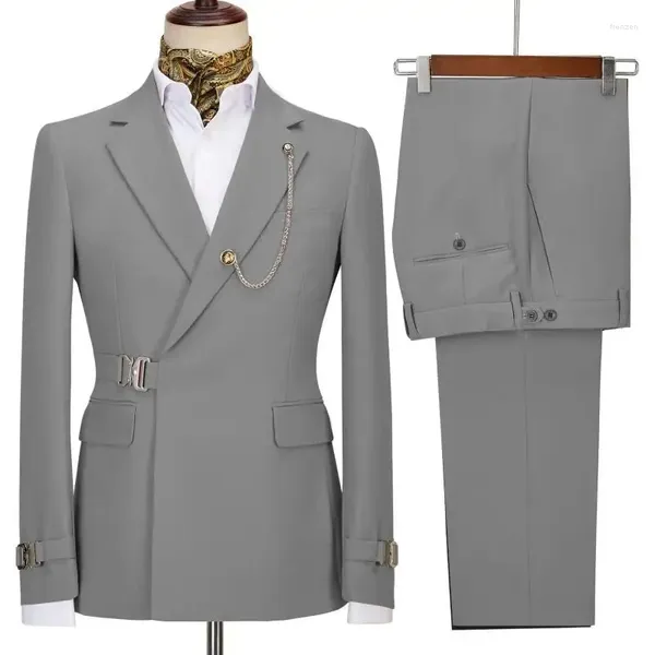 Herrenanzüge Blazer Hosen Für Männer 2024 Jacke Italienisches Design Revers Revers Party Hochzeit Slim Fit Kostüm Homme 2 Stück Kleidung