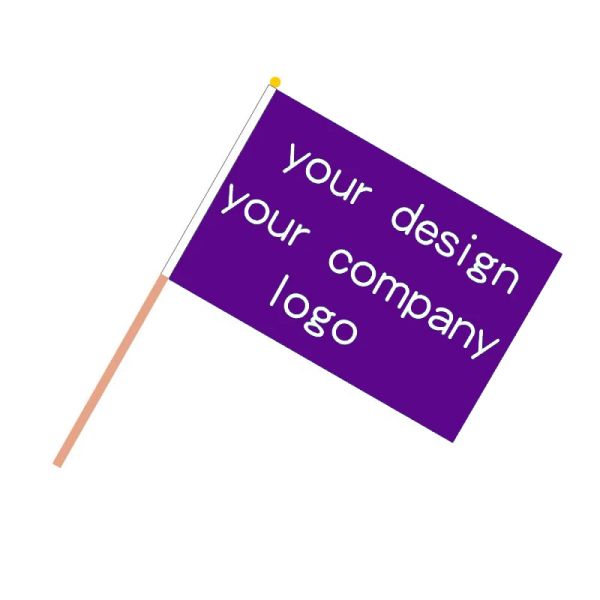 Acessórios 100 peças/14*21cm ou 20*30cm bandeira suspensa logotipo da empresa qualquer design personalizar bandeira material polyster bandeiras manuais personalizadas