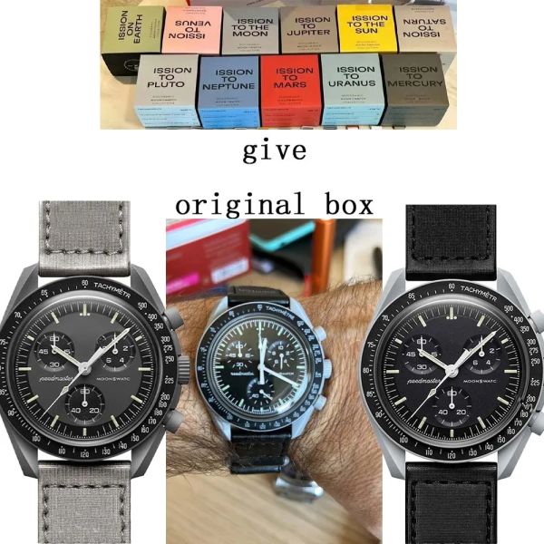 Relógios venda quente marca original com caixa original relógios de lua para homens caixa de plástico relógio cronógrafo explorar planeta aaa relógios masculinos