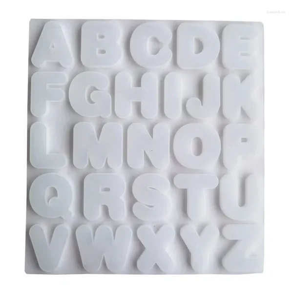 Moldes de cozimento Molde de bolo de silicone 26 letras do alfabeto inglês Ice Square Candy Maker Bandeja Pan Handmade DIY Ferramentas de Decoração Molde