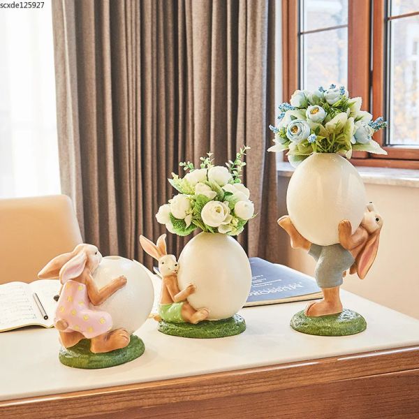 Vasi in stile europeo simpatico coniglio vaso in ceramica porcellana animale composizione floreale decorazione di nozze vaso idroponico decorazione della casa